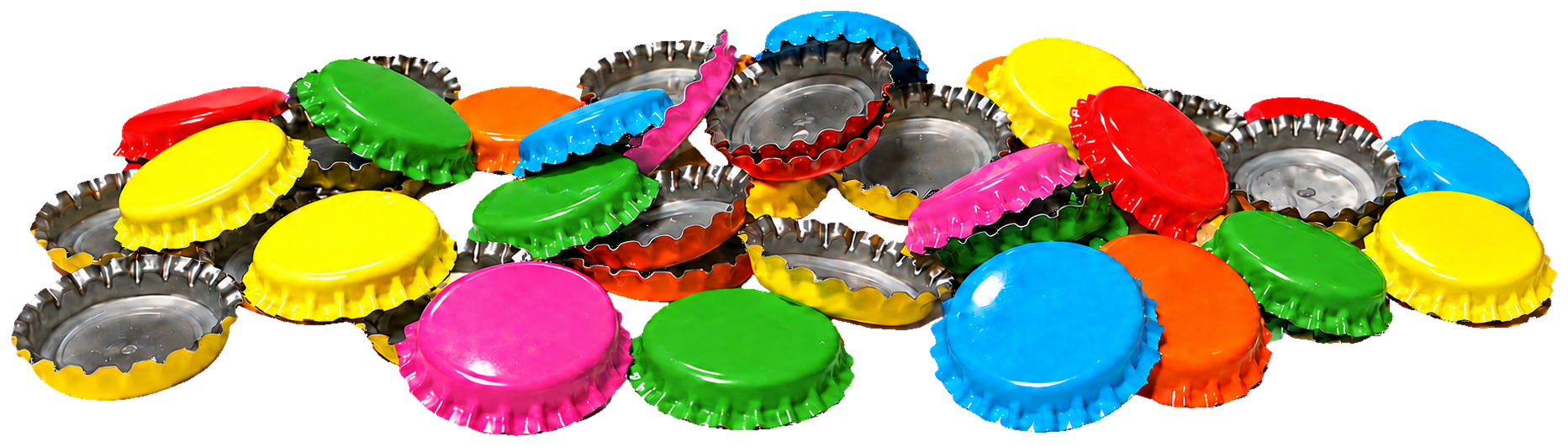 Colourful crown caps